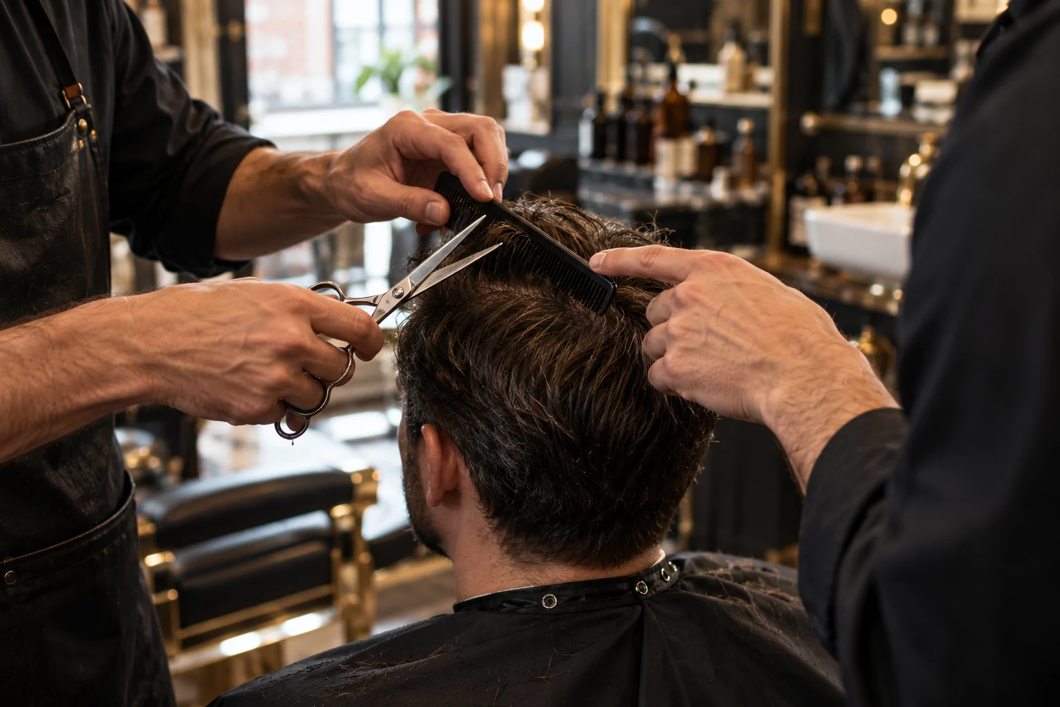 Detalle ilustrativo de barbería, sin rostros reconocibles